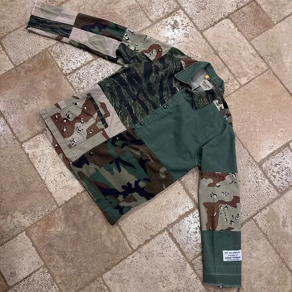 Gallery Dept Camo Print Patchwork Twill Button Up Shirt Jacket